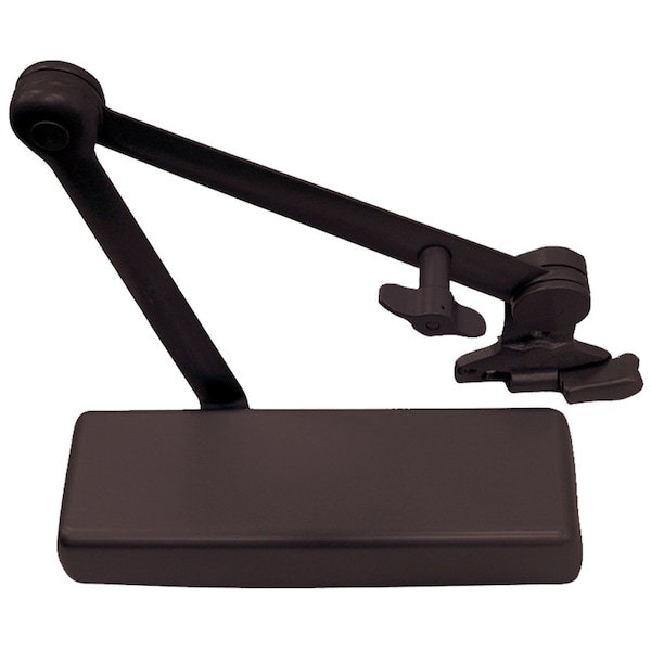 Grade 1 Surface Door Closer, Spring Cush Hold Open Arm, Push Side Mounting, 110 Degree Swing, Adjust